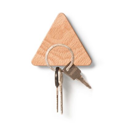 Porte-clés magnétique 'extra fort' - hêtre | bois | triangulaire
