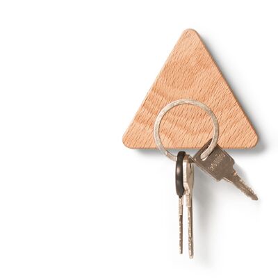 Porte-clés magnétique 'extra fort' - hêtre | bois | triangulaire