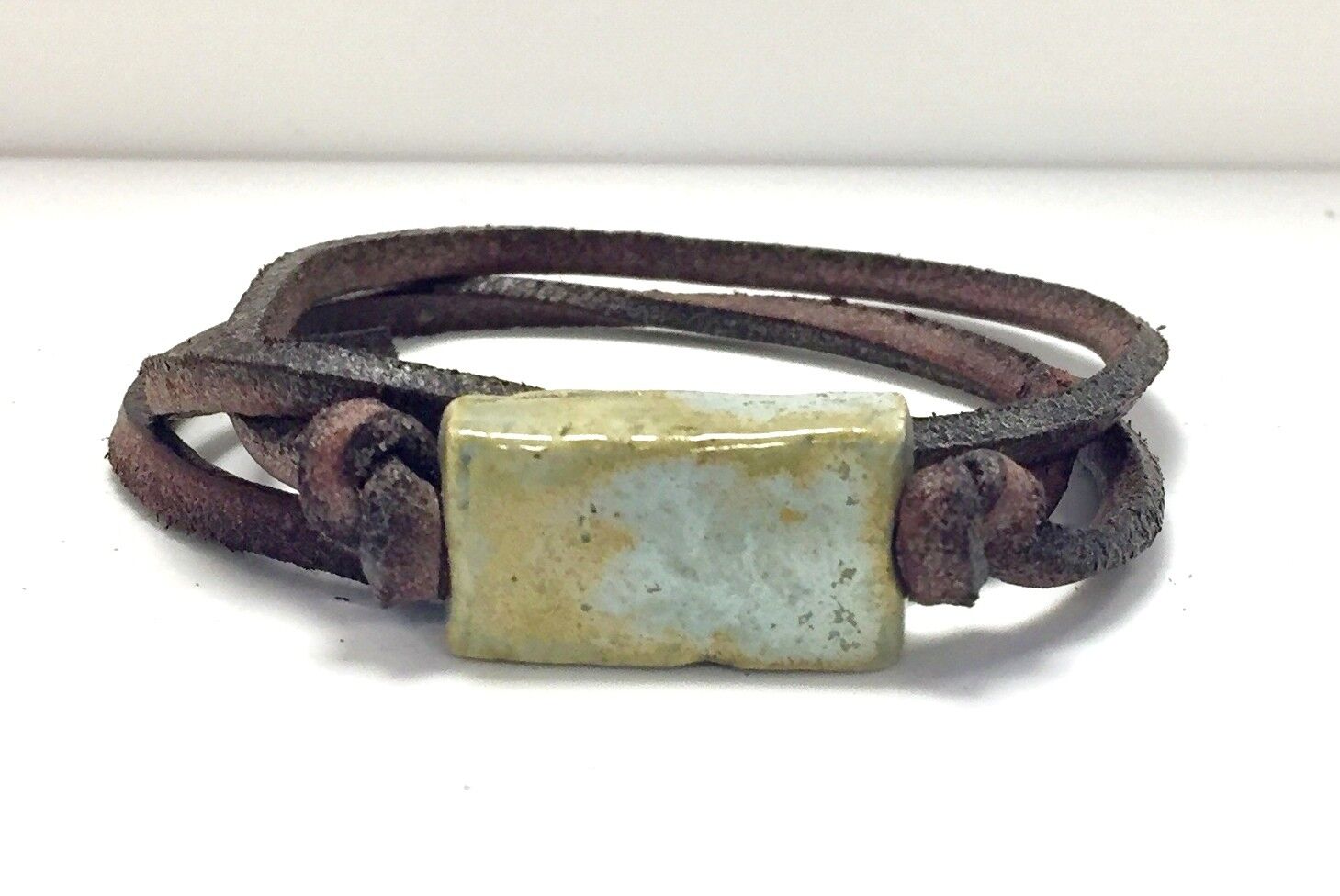 Bracciale uomo con pietra ceramica vintage verde