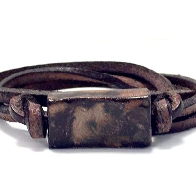 Men's bracelet with ceramic stone rusty brown