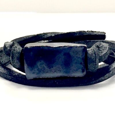 Men's bracelet with ceramic stone black