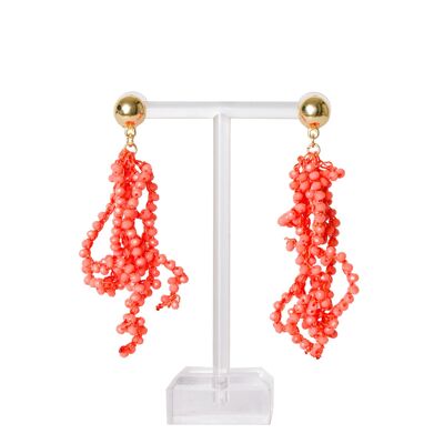 Boucle d'oreille branche de cristal de corail