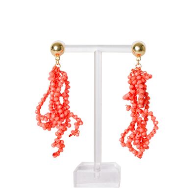 Coral Crystal Branch Earring