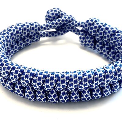 Men's bracelet braided paracord blue/white