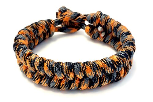 Men's bracelet braided paracord black/gray/orange