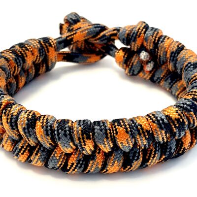 Pulsera hombre paracord trenzado negro / gris / naranja