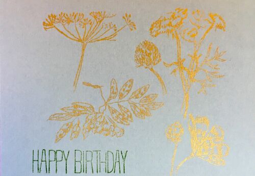 Karte Goldene Blumen Birthday