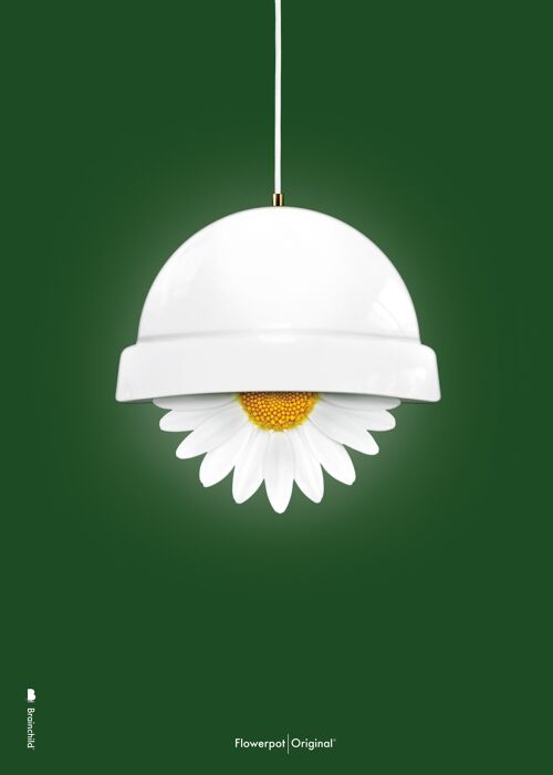 Flowerpot plakat – Hvid –– Grøn baggrund – Klassisk - 30X40 CM.