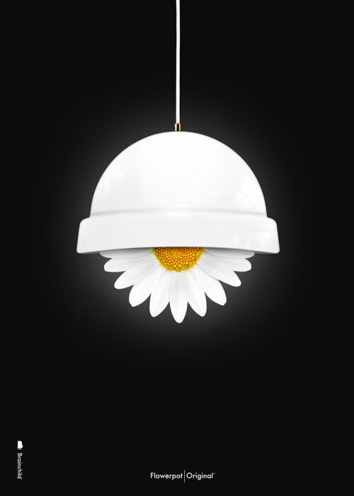 Flowerpot plakat – Hvid –– Sort baggrund – Klassisk - A5