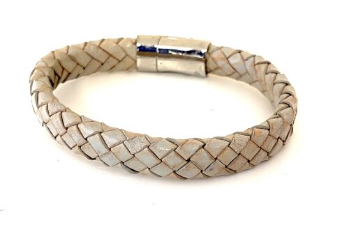 Men's bracelet braided leather taupe