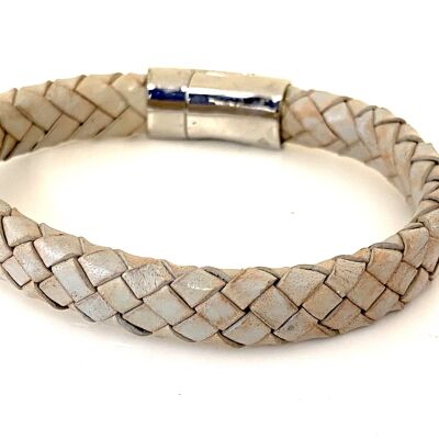 Pulsera hombre piel trenzada taupe