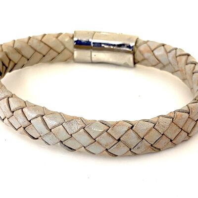 Men's bracelet braided leather taupe
