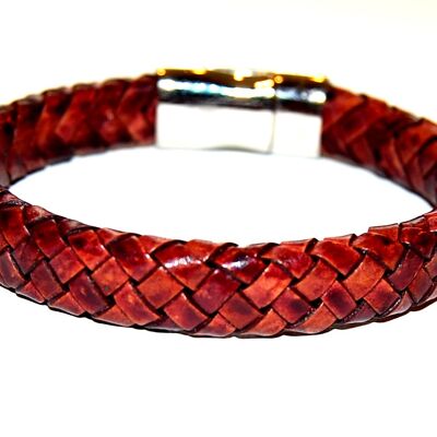 Men's bracelet braided leather bordeaux
