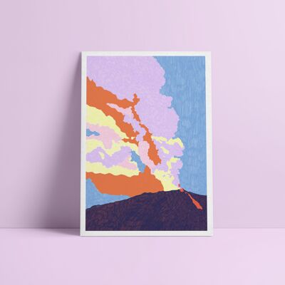 Illustration volcan Etna A4