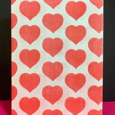 Card red hearts A5