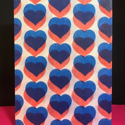 Card Red And Blue Hearts A5