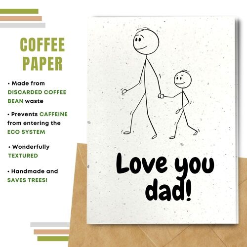 Handmade Eco Friendly Father's Day Cards | Sustainable Father's Day Cards | Made With Plantable Seed Paper, Banana Paper, Elephant Poo Paper, Coffee Paper, Cotton Paper, Lemongrass Paper and more | Pack of 8 Greeting Cards | Love you Dad