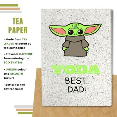 Handmade Eco Friendly Father's Day Cards | Sustainable Father's Day Cards | Made With Plantable Seed Paper, Banana Paper, Elephant Poo Paper, Coffee Paper, Cotton Paper, Lemongrass Paper and more | Pack of 8 Greeting Cards | Yoda Dad