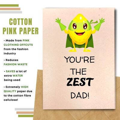 Handmade Eco Friendly Father's Day Cards | Sustainable Father's Day Cards | Made With Plantable Seed Paper, Banana Paper, Elephant Poo Paper, Coffee Paper, Cotton Paper, Lemongrass Paper and more | Pack of 8 Greeting Cards | Dad The Zest
