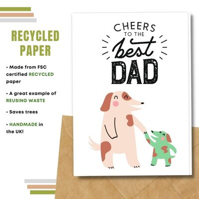 Handmade Eco Friendly Father's Day Cards | Sustainable Father's Day Cards | Made With Plantable Seed Paper, Banana Paper, Elephant Poo Paper, Coffee Paper, Cotton Paper, Lemongrass Paper and more | Pack of 8 Greeting Cards | Cheers Dad