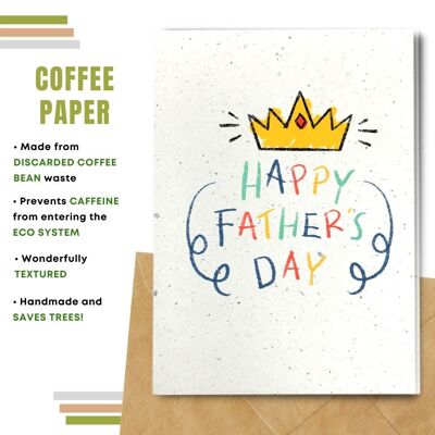 Handmade Eco Friendly Father's Day Cards | Sustainable Father's Day Cards | Made With Plantable Seed Paper, Banana Paper, Elephant Poo Paper, Coffee Paper, Cotton Paper, Lemongrass Paper and more | Pack of 8 Greeting Cards | Dad is my King