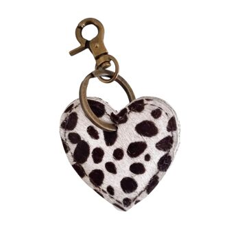 Porte-clés coeur cuir imprimé animal 4