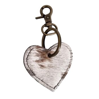 Porte-clés coeur cuir imprimé animal 5