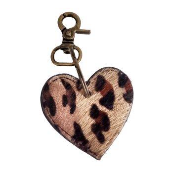 Porte-clés coeur cuir imprimé animal 7