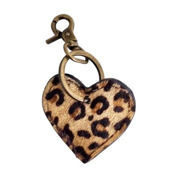 Porte-clés coeur cuir imprimé animal 8