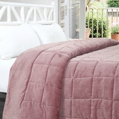 Cotton Velvet Bedcover - Pink - Large