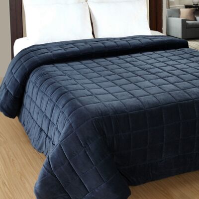 Cotton Velvet Bedcover - Blue - Small