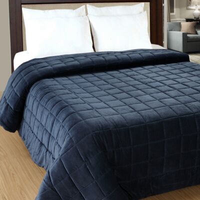 Cotton Velvet Bedcover - Blue - Small