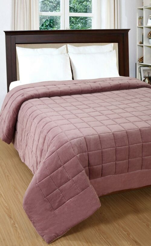 Cotton Velvet Bedcover - Pink - Small