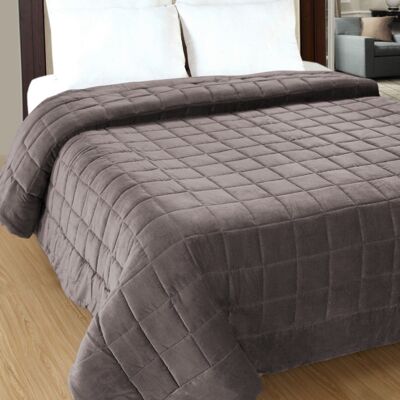 Cotton Velvet Bedcover - Grey - Small