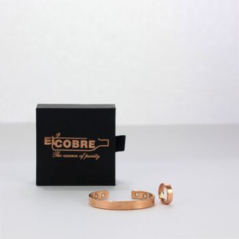 Aimant en cuivre pur Bracelet 6.5" & Bague avec boîte cadeau (design 1) 1