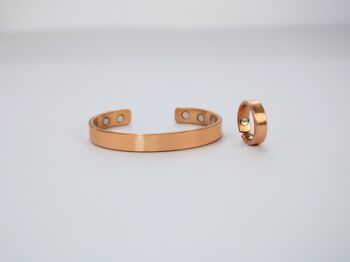 Aimant en cuivre pur Bracelet 6.5" & Bague avec boîte cadeau (design 1) 3