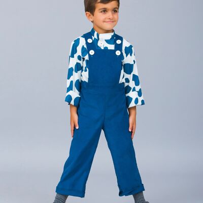Blue buttoned overalls