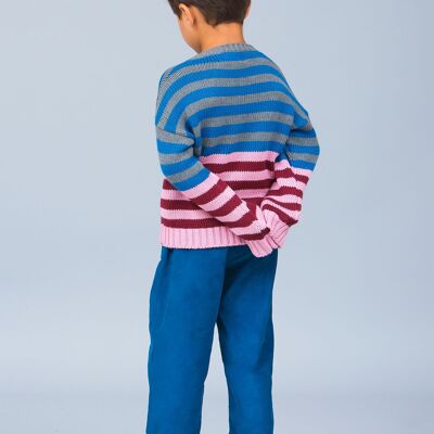 Rosa/blau gestreifter Pullover