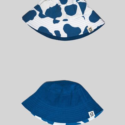 Cappello reversibile con stampa blu