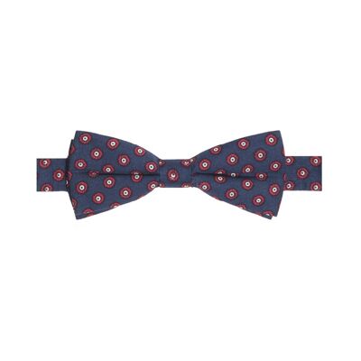 Eurybie - noeud papillon coton à motif cocarde – bleu, rouge et blanc