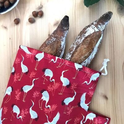 Baguette bread bag - Cranes