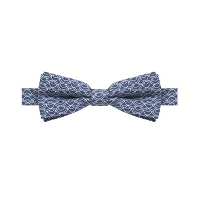 ARISTÉE - COTTON BOW TIE WITH WAVES PATTERN - NAVY BLUE AND WHITE