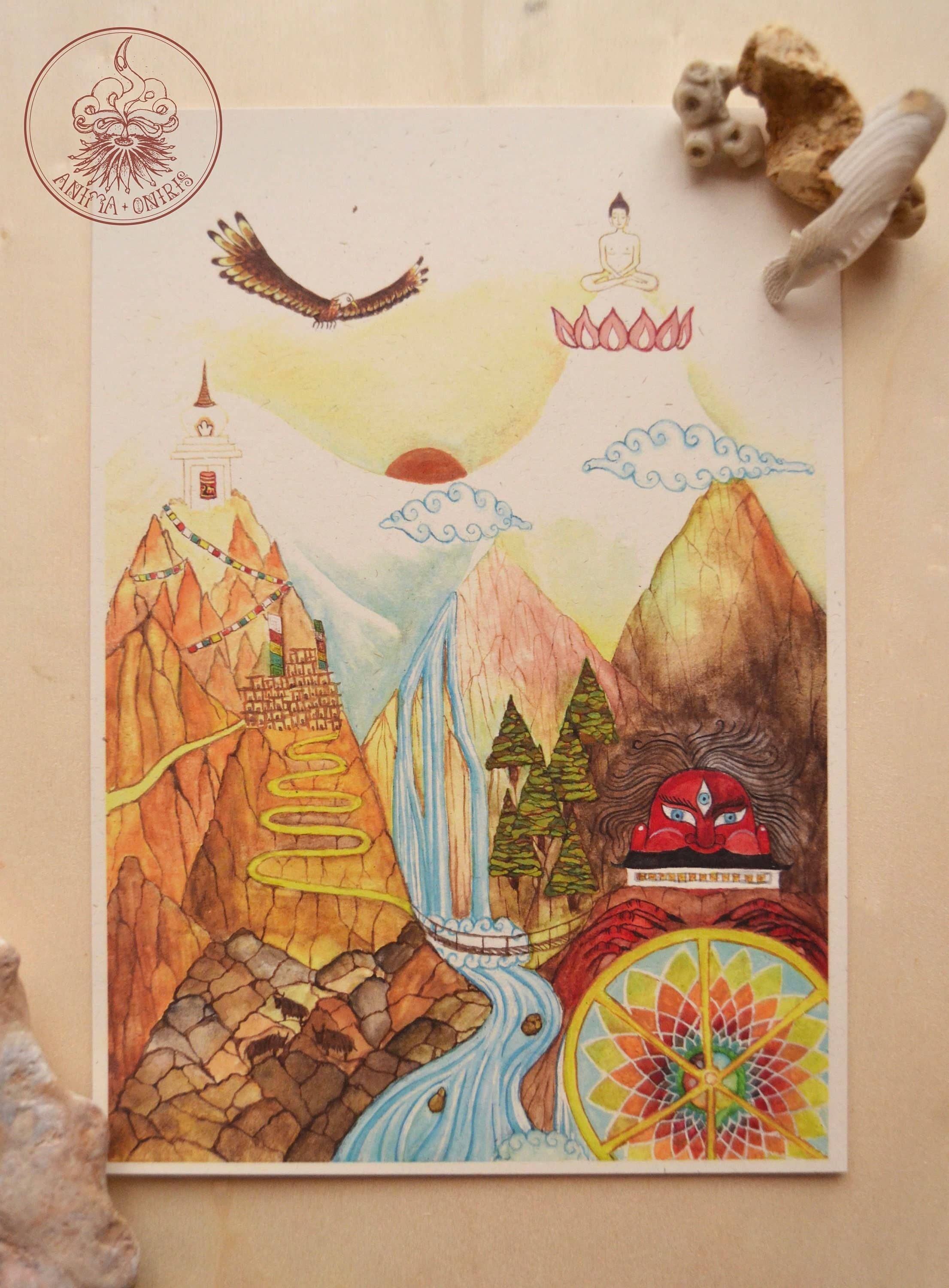 Kunstdruck, Dorf Gyaru, Nepal