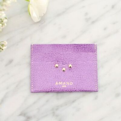 Porte-cartes en Cuir galuchat lilas