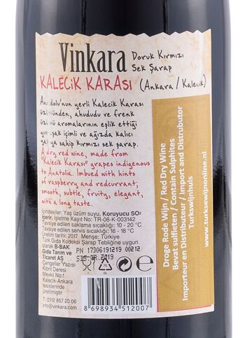 Vin rouge Vinkara Kalecik Karasi 2020 - Maison de vin turque 3