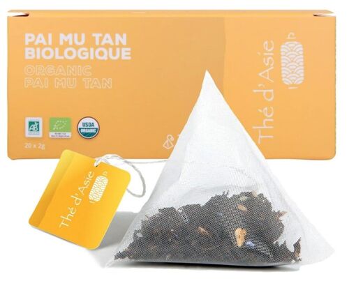 Thé blanc bio de Chine - Paï Mu Tan - infusettes - 20x2g