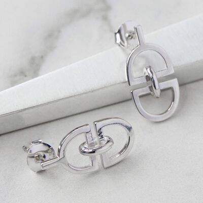Interlinked 'D' Charm Chunky Silver Necklace - Jewellery Set 18''