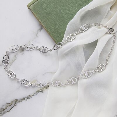 Interlinked 'D' Charm Chunky Silver Bracelet - Jewellery Set 19cm