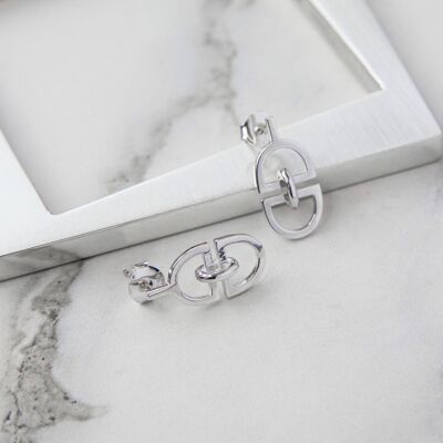 Interlinked 'D' Charm Chunky Silver Bracelet - Jewellery Set 21cm