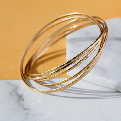 Gold Russian Silver Stacking Bangle - Large 69mm